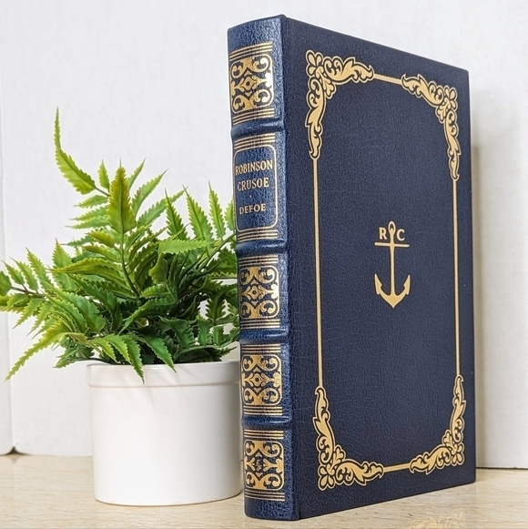 Vintage Other - Vintage Robinson Crusoe Daniel Defoe Leather Bound Gilt Pages Book Decor